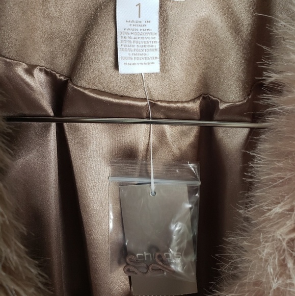 NEW! CHICO'S Fuax Fur Bolero Femi Jacket Coat 1=M. - Picture 7 of 8